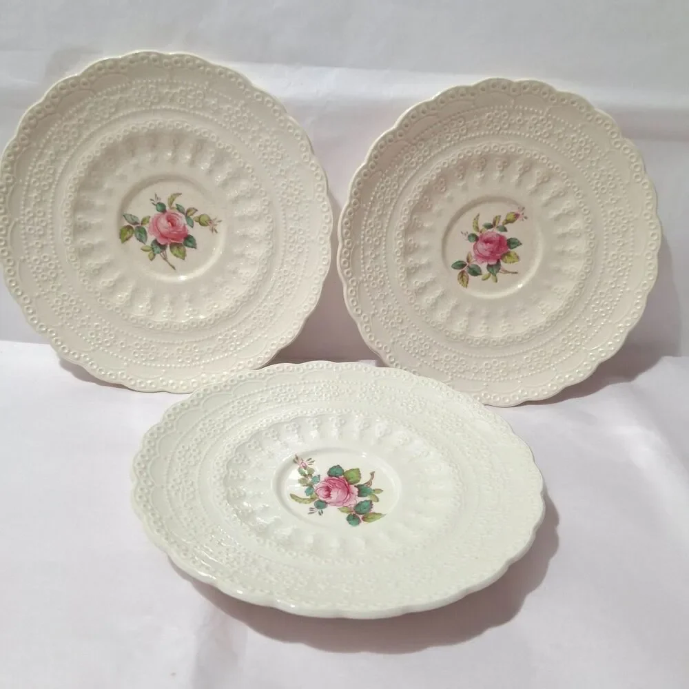 3 VTG Spode's Jewel Copeland Billingsley Rose Saucers 5 3/4
